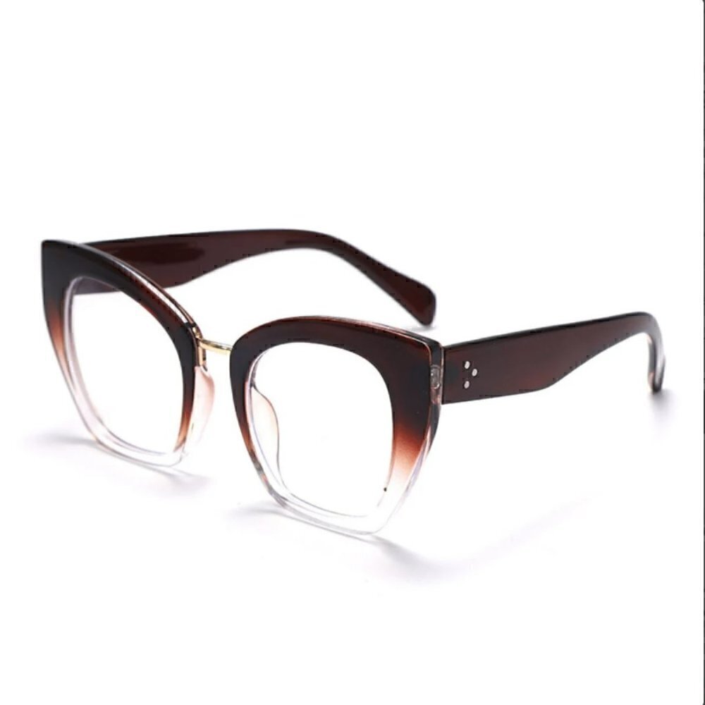 LEOPARD TAN Women Oversized Cat Eye Blue Light Blocking Glasses - Picture 2 of 3